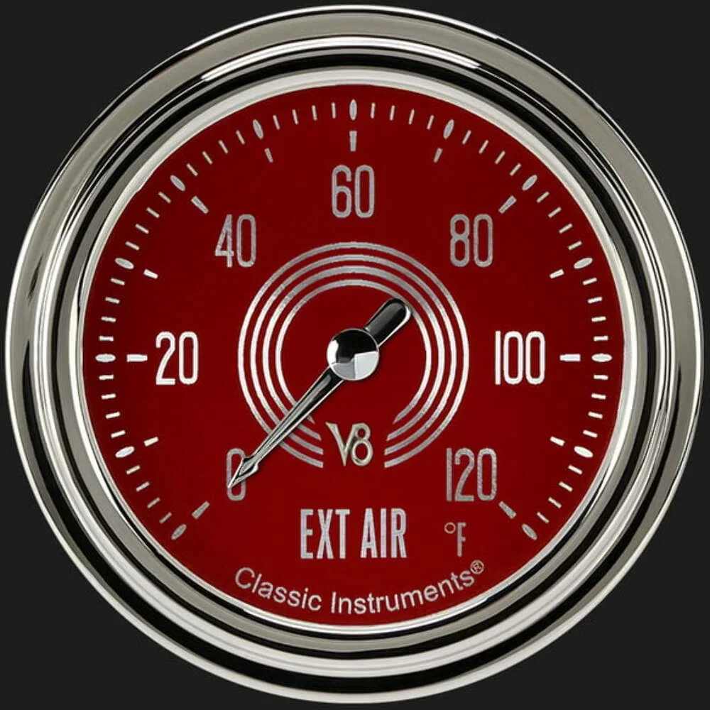 V8 Red Steelie 2 5_8_ Outside Air Temp Gauge V8RS399SLC
